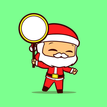 vector character of Santa Claus holding a circle board