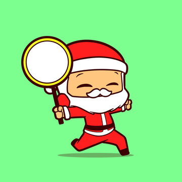 Design character of Santa Claus holding a circle board