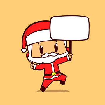graphic character of Santa Claus holding a square board