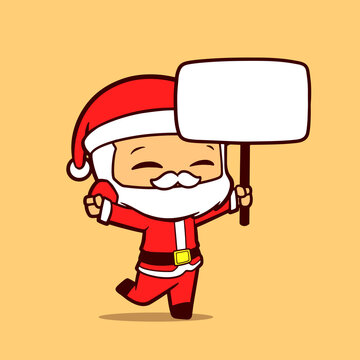idea character of Santa Claus holding a square board