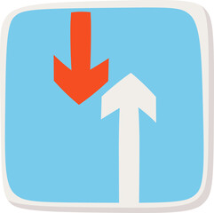 Information road sign flat icon Advantage of oncoming traffic. Vector illustration