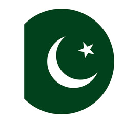 Pakistan Flat Rounded Flag Icon with Transparent Background