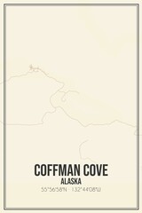 Retro US city map of Coffman Cove, Alaska. Vintage street map.