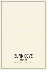 Retro US city map of Elfin Cove, Alaska. Vintage street map.
