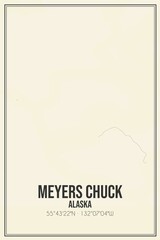 Retro US city map of Meyers Chuck, Alaska. Vintage street map.