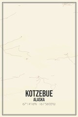 Retro US city map of Kotzebue, Alaska. Vintage street map.