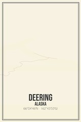 Retro US city map of Deering, Alaska. Vintage street map.