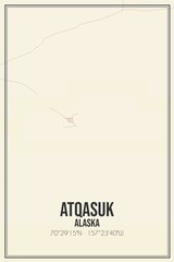 Retro US city map of Atqasuk, Alaska. Vintage street map.