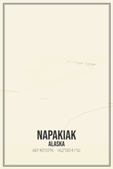 Retro US city map of Napakiak, Alaska. Vintage street map.