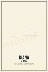 Retro US city map of Kiana, Alaska. Vintage street map.