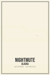 Retro US city map of Nightmute, Alaska. Vintage street map.