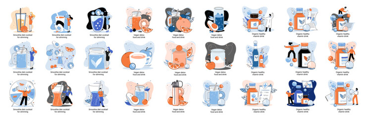 Organic and vitamin full beverage. Vegan detox food and drink. Therapeutic smoothie as healthy diet cocktail, herbal nourishment metaphor. Raw ingredient blend, nutrition for energy diet natural juice