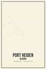 Retro US city map of Port Heiden, Alaska. Vintage street map.