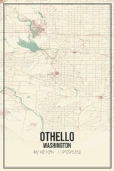 Retro US city map of Othello, Washington. Vintage street map.