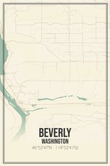 Retro US city map of Beverly, Washington. Vintage street map.
