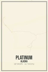 Retro US city map of Platinum, Alaska. Vintage street map.