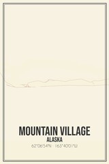 Retro US city map of Mountain Village, Alaska. Vintage street map.