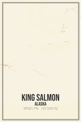 Retro US city map of King Salmon, Alaska. Vintage street map.