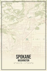 Fototapeta na wymiar Retro US city map of Spokane, Washington. Vintage street map.