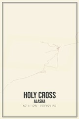 Retro US city map of Holy Cross, Alaska. Vintage street map.