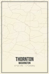 Retro US city map of Thornton, Washington. Vintage street map.
