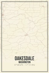 Retro US city map of Oakesdale, Washington. Vintage street map.