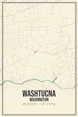 Retro US city map of Washtucna, Washington. Vintage street map.