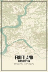 Retro US city map of Fruitland, Washington. Vintage street map.
