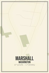Retro US city map of Marshall, Washington. Vintage street map.