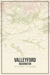 Retro US city map of Valleyford, Washington. Vintage street map.