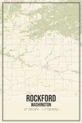 Retro US city map of Rockford, Washington. Vintage street map.