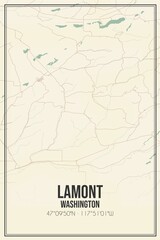 Retro US city map of Lamont, Washington. Vintage street map.