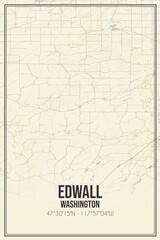 Retro US city map of Edwall, Washington. Vintage street map.