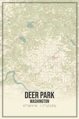 Retro US city map of Deer Park, Washington. Vintage street map.