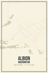 Retro US city map of Albion, Washington. Vintage street map.