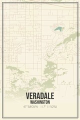 Retro US city map of Veradale, Washington. Vintage street map.