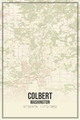Retro US city map of Colbert, Washington. Vintage street map.