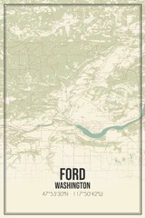 Retro US city map of Ford, Washington. Vintage street map.