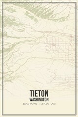 Retro US city map of Tieton, Washington. Vintage street map.