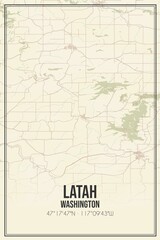Retro US city map of Latah, Washington. Vintage street map.
