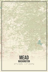 Retro US city map of Mead, Washington. Vintage street map.