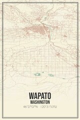 Retro US city map of Wapato, Washington. Vintage street map.