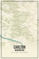 Retro US city map of Carlton, Washington. Vintage street map.