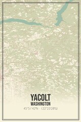 Retro US city map of Yacolt, Washington. Vintage street map.