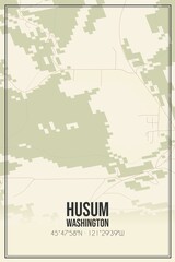 Retro US city map of Husum, Washington. Vintage street map.