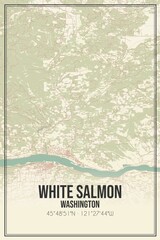 Retro US city map of White Salmon, Washington. Vintage street map.