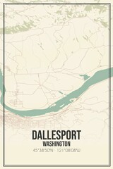 Retro US city map of Dallesport, Washington. Vintage street map.