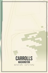 Retro US city map of Carrolls, Washington. Vintage street map.