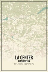 Retro US city map of La Center, Washington. Vintage street map.