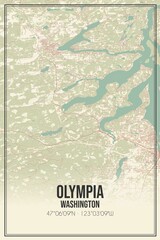 Retro US city map of Olympia, Washington. Vintage street map.